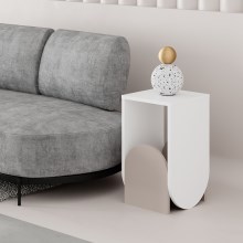 Šoninis staliukas NUN 55x32 cm baltas/smėlio spalvos