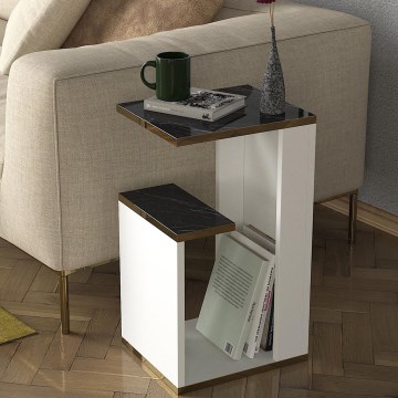Šoninis staliukas RAVENNA 60x29,5 cm baltas/juodas