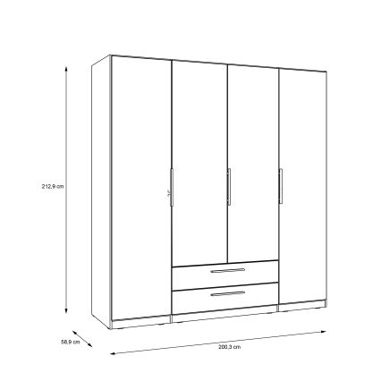 Spinta su veidrodžiu MARO 200x213 cm artisan ąžuolas