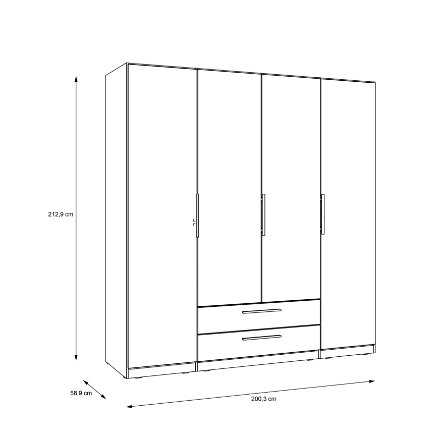 Spinta su veidrodžiu MARO 200x213 cm artisan ąžuolas