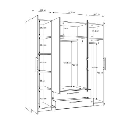 Spinta su veidrodžiu MARO 200x213 cm artisan ąžuolas