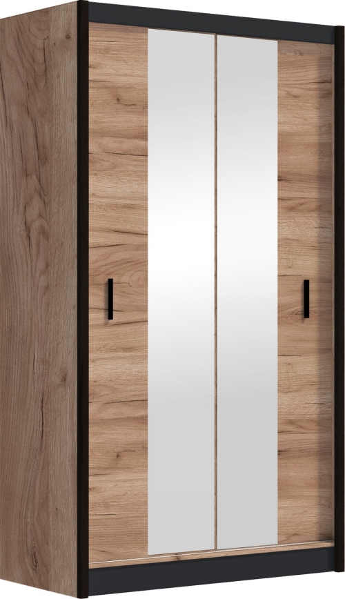 Spinta su veidrodžiu MIRO 120x215 cm, ąžuolo craft/juoda spalva