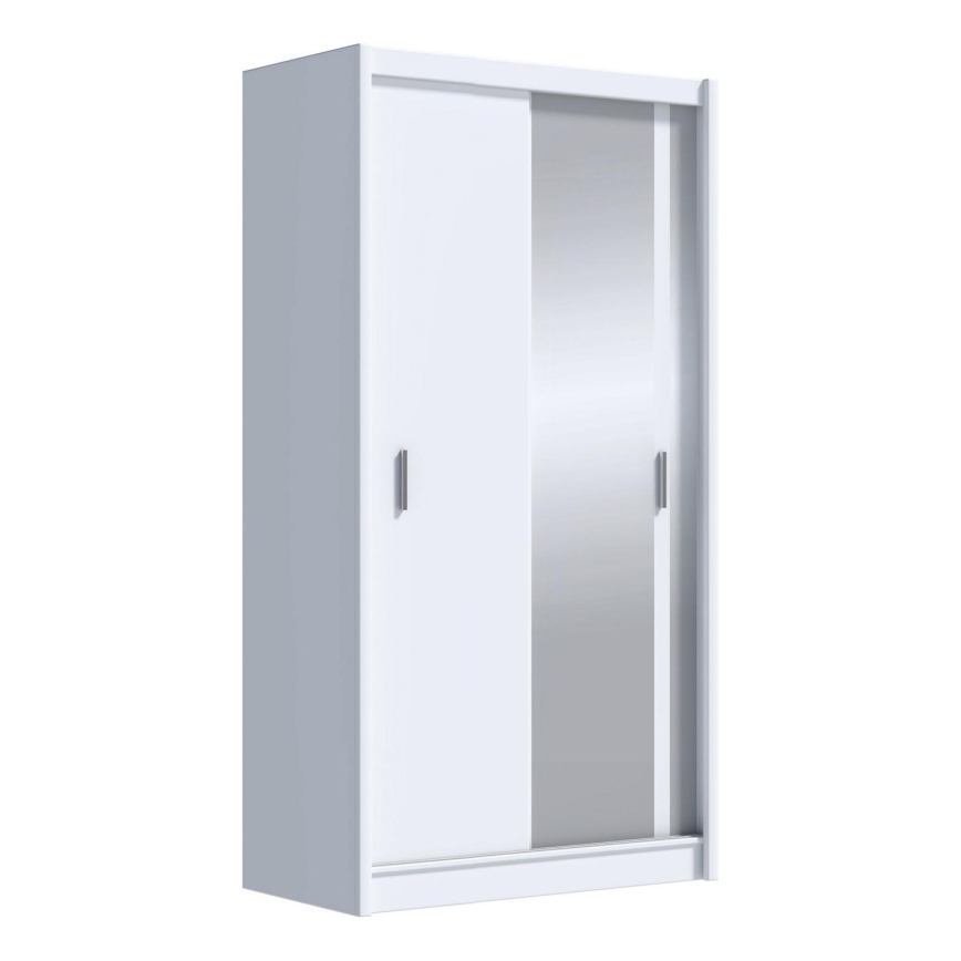 Spinta su veidrodžiu SABRINA 120x215 cm balta