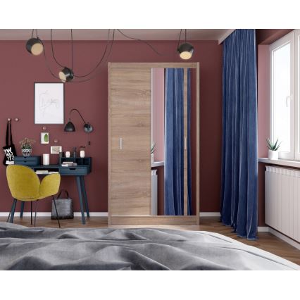 Spinta su veidrodžiu SABRINA 120x215 cm, ąžuolo Sonoma spalvos