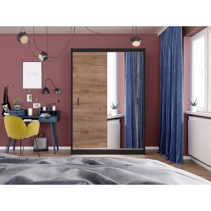 Spinta su veidrodžiu SABRINA 150x215 cm, ąžuolo craft spalvos