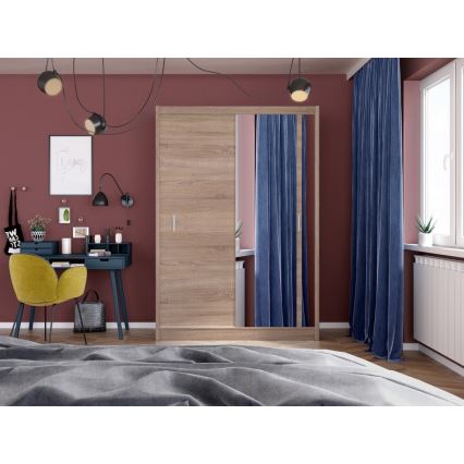 Spinta su veidrodžiu SABRINA 150x215 cm, ąžuolo Sonoma spalvos
