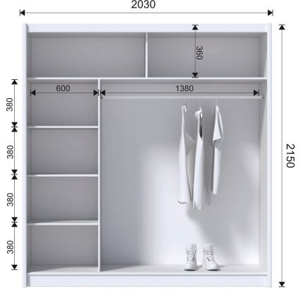 Spinta su veidrodžiu SABRINA 203x215 cm, ąžuolo craft spalvos