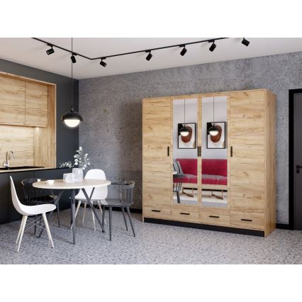 Spinta su veidrodžiu SANNA 200x215 cm, ąžuolo craft spalvos