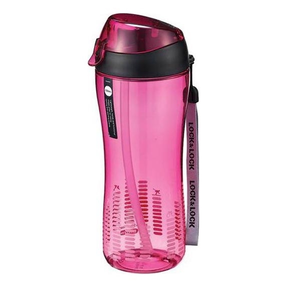 Sportinis buteliukas su šiaudeliu 550 ml rožinės spalvos