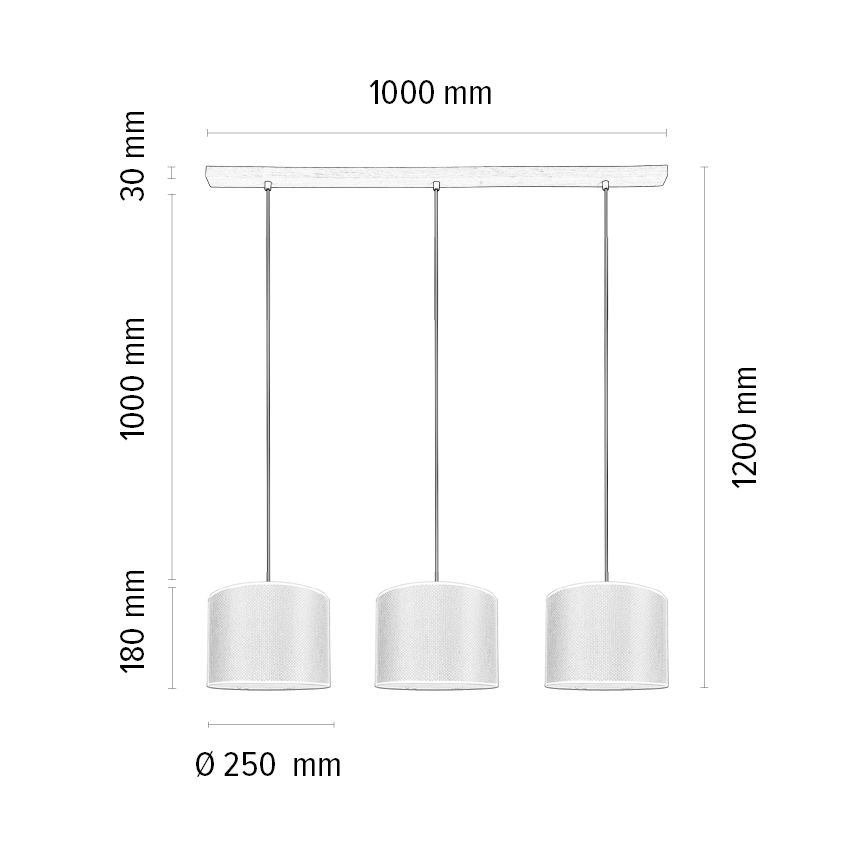 Pakabinamas sietynas BENITA 3xE27/40W/230V balta/ąžuolas