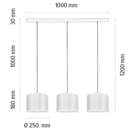 Pakabinamas sietynas BENITA 3xE27/40W/230V kreminė/ąžuolas