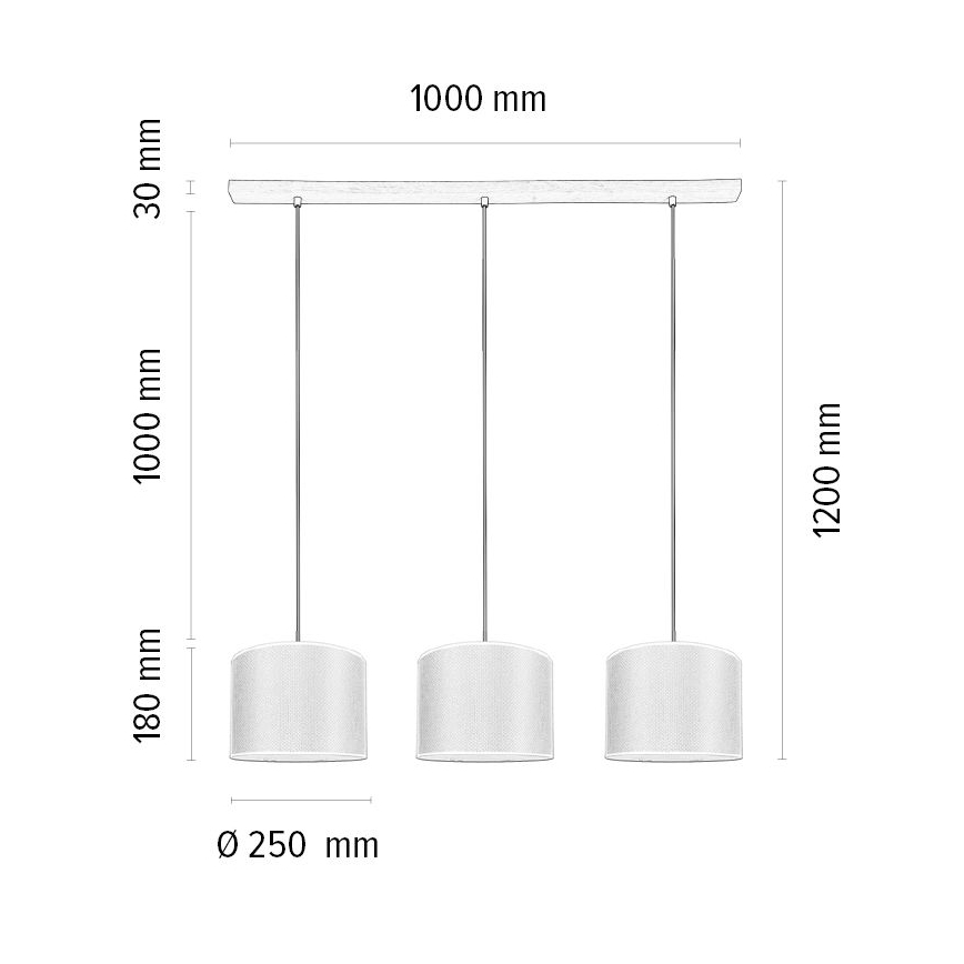 Pakabinamas sietynas BENITA 3xE27/40W/230V kreminė/ąžuolas