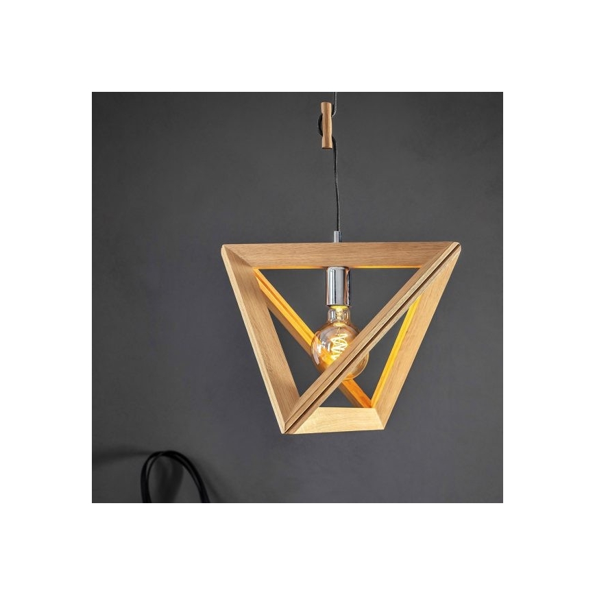 Pakabinamas sietynas TRIGONON 1xE27/60W/230V matinio ąžuolo + FSC sertifikuota