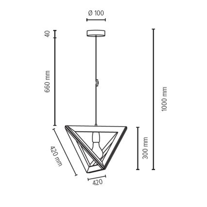 Pakabinamas sietynas TRIGONON 1xE27/60W/230V matinio ąžuolo + FSC sertifikuota