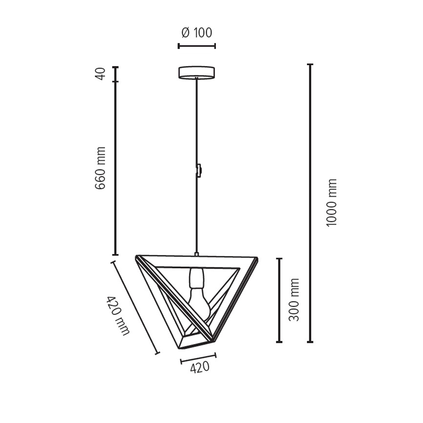 Pakabinamas sietynas TRIGONON 1xE27/60W/230V matinio ąžuolo + FSC sertifikuota