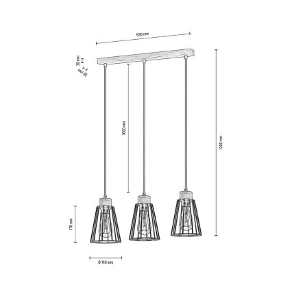 Spot-Light - Pakabinamas sietynas ORAZIO 3xE27/60W/230V ąžuolas