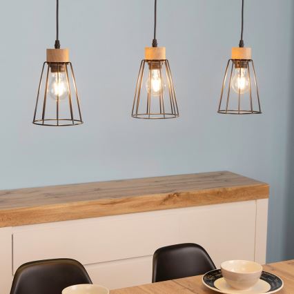 Spot-Light - Lubų šviestuvas ant laido ORAZIO 3xE27/60W/230V ąžuolas