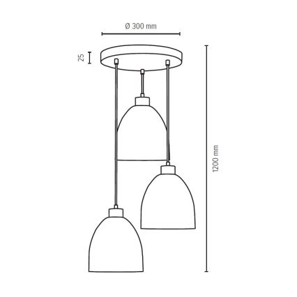 Pakabinamas sietynas AURA 3xE27/60W/230V bukas