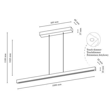 LED Reguliuojamas pakabinamas sietynas SMAL LED/15W/230V + FSC sertifikuota