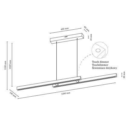 LED Reguliuojamas pakabinamas sietynas SMAL 2xLED/22,5W/230V + FSC sertifikuota