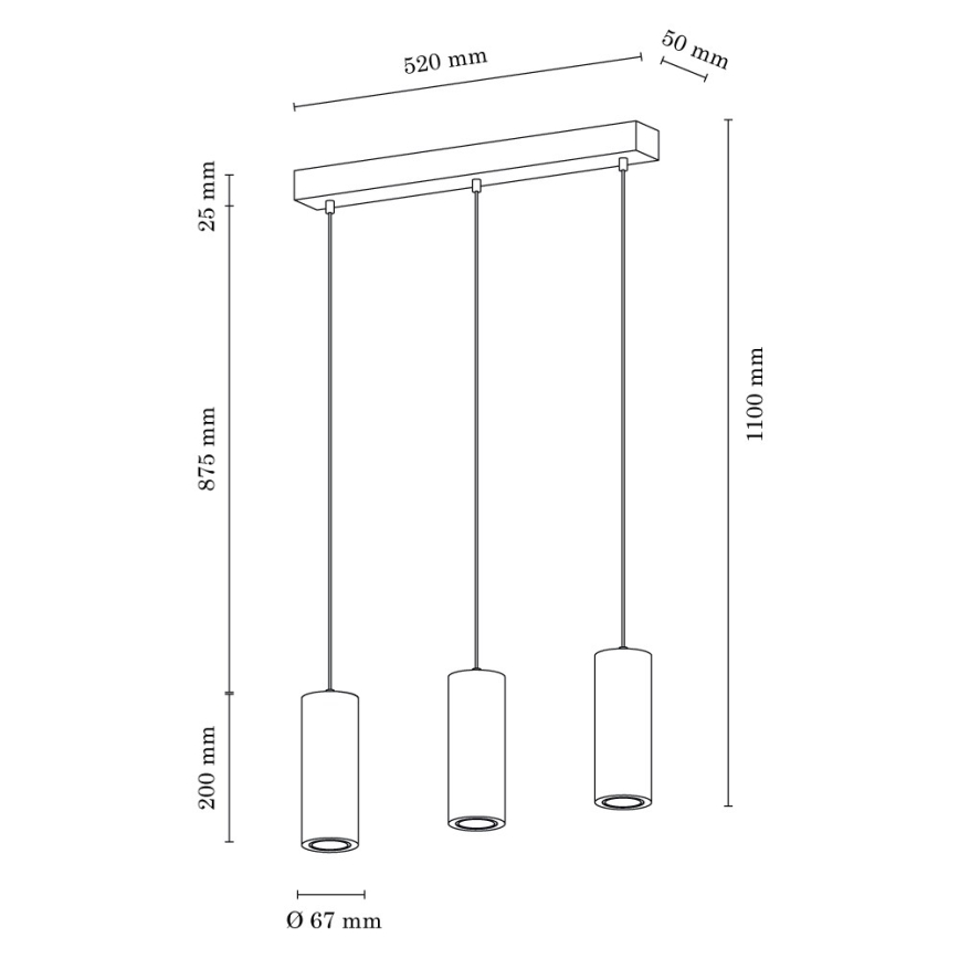 LED Pakabinamas sietynas PIPE 3xGU10/5W/230V matinio ąžuolo