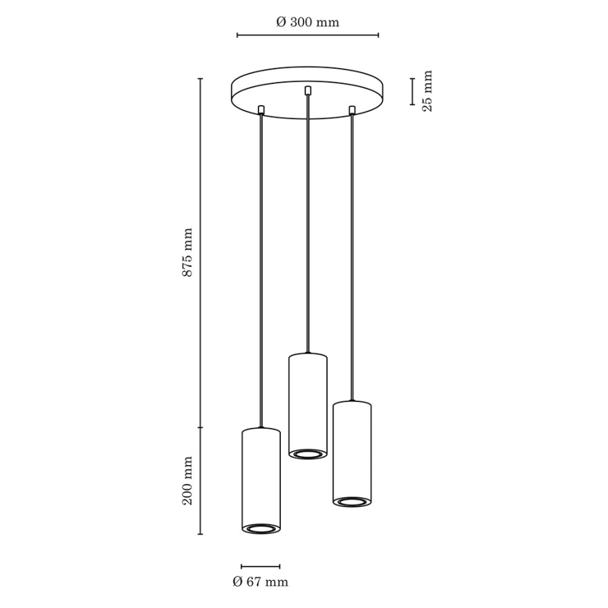 LED Pakabinamas sietynas PIPE 3xGU10/5W/230V matinio ąžuolo