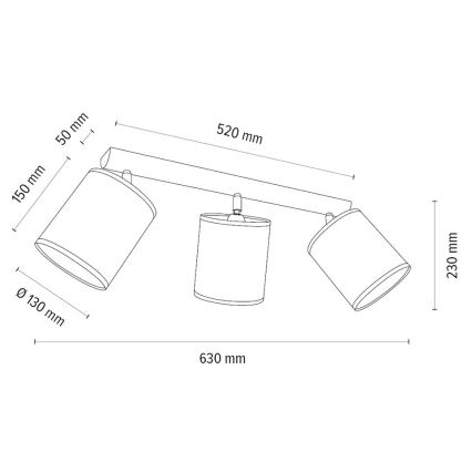 Akcentinis apšvietimas BENITA 3xE27/25W/230V balta/ąžuolas
