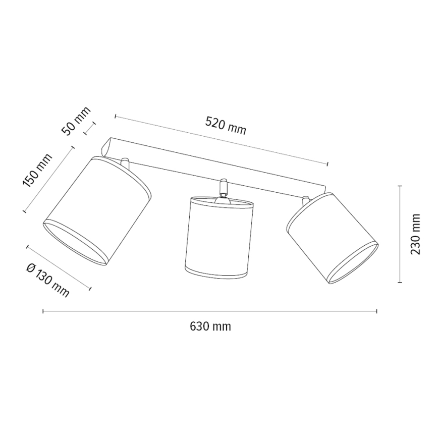 Taškinis šviestuvas BENITA 3xE27/25W/230V ruda/ąžuolas