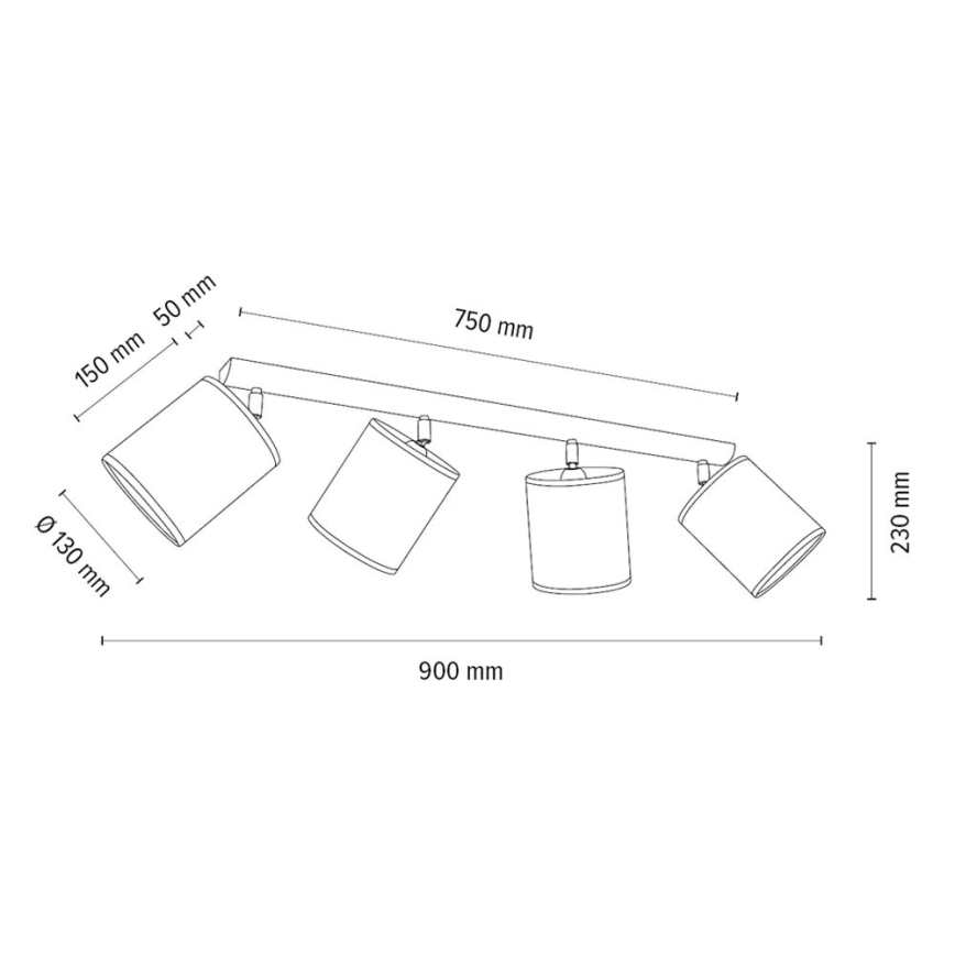 Taškinis šviestuvas BENITA 4xE27/25W/230V ruda/ąžuolas