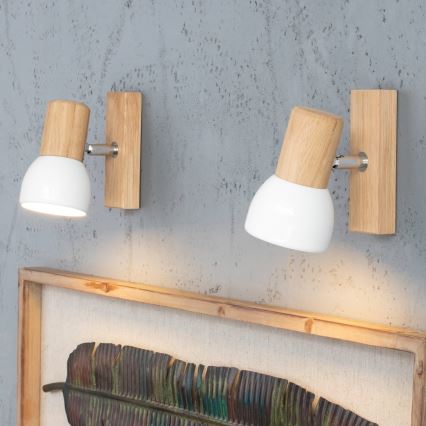 Sieninis taškinis šviestuvas SVENDA 1xE27/60W/230V ąžuolas