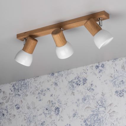 Taškinis šviestuvas SVENDA 3xE27/60W/230V ąžuolas/balta