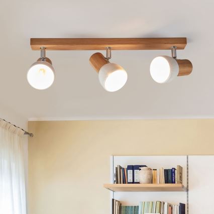 Taškinis šviestuvas SVENDA 3xE27/60W/230V ąžuolas/balta