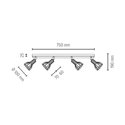 Akcentinis šviestuvas MEGAN 4xE14/40W/230V ąžuolas + FSC sertifikuota