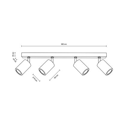 LED Lubinis akcentinis šviestuvas MATTI 4xGU10/5W/230V ąžuolas + FSC sertifikuota