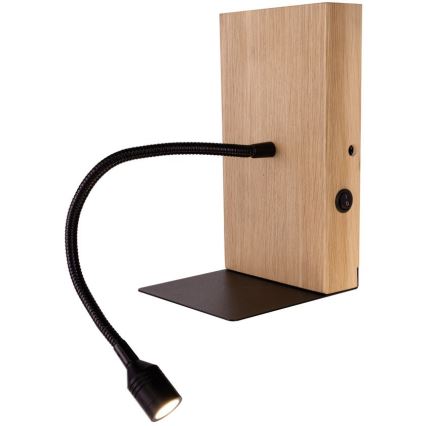 LED sieninis šviestuvas LECTOR LED/2,5W/230V USB ąžuolas