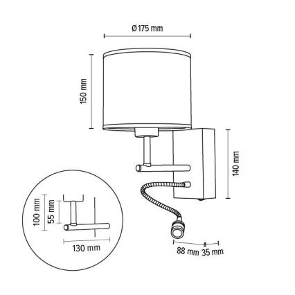Lankstus šviestuvas BOHO 1xE27/25W + LED/1W/230V ąžuolas
