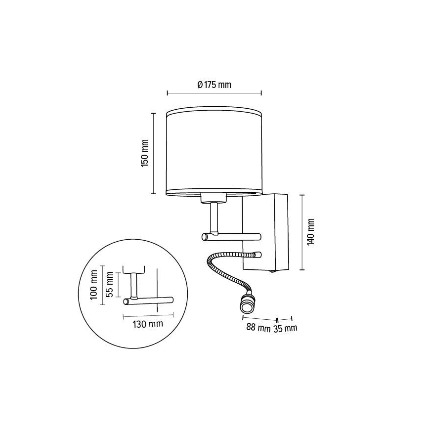 Lankstus šviestuvas BOHO 1xE27/25W + LED/1W/230V ąžuolas