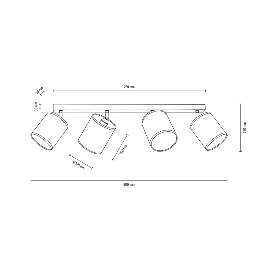 Lubinis taškinis šviestuvas BOHO 4xE27/25W/230V ąžuolas