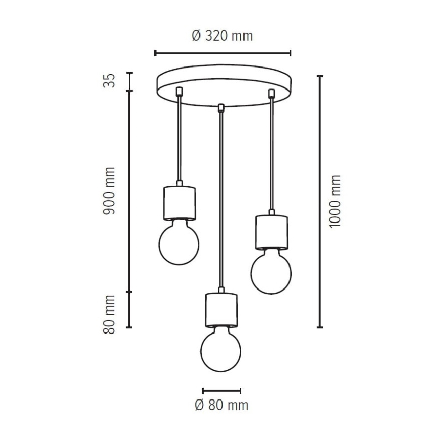 Pakabinamas sietynas STRONG 3xE27/60W/230V + FSC sertifikuota