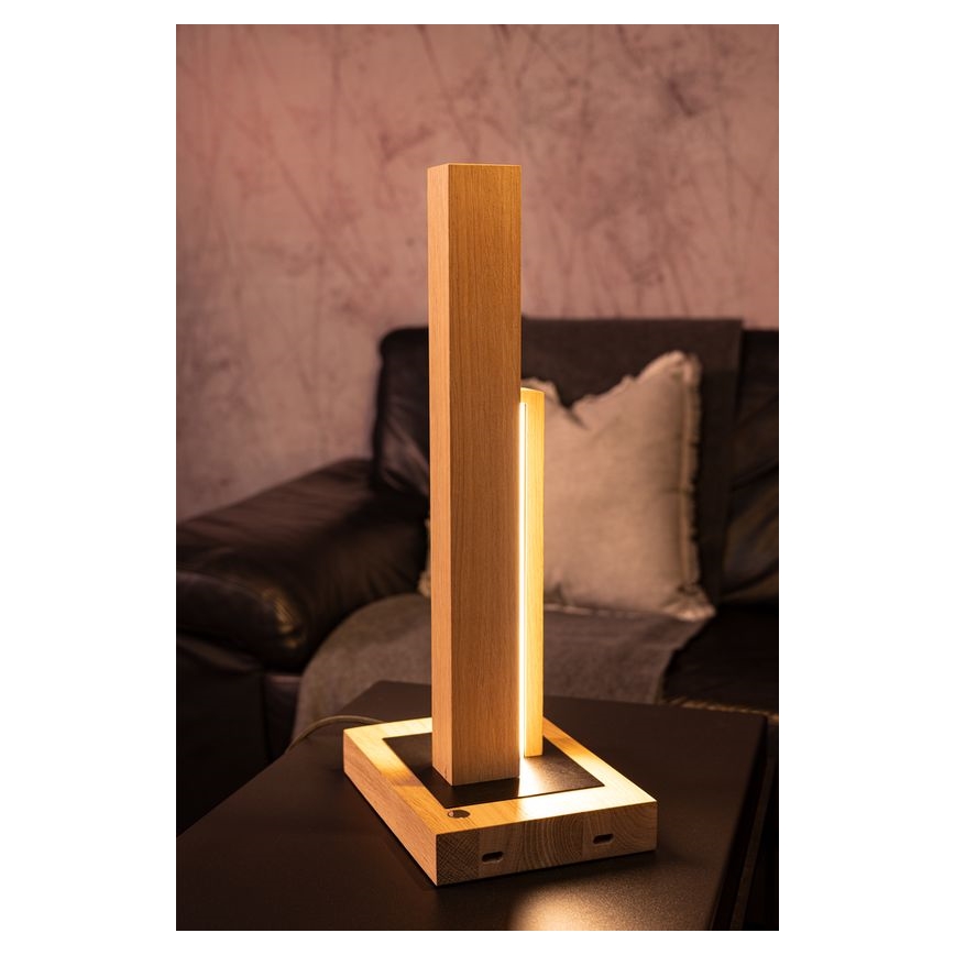 LED Reguliuojama stalinė lempa SOHO JUODA LED/10W/230V 45 cm ąžuolas