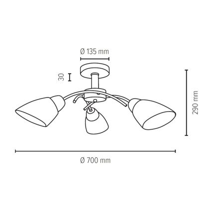 Tvirtinamas sietynas VILETTA 3xE27/60W/230V + FSC sertifikuota