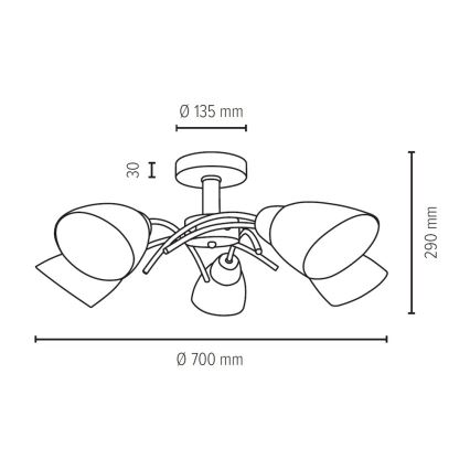 Tvirtinamas sietynas VILETTA 5xE27/40W/230V + FSC sertifikuota