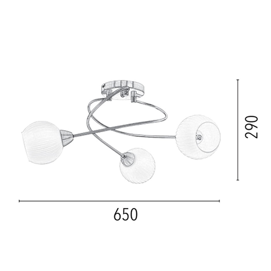 Tvirtinamas sietynas PAVIA 3xE27/60W/230V + FSC sertifikuota