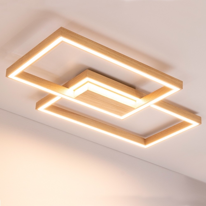 LED dimeriuojamas lubų šviestuvas RAMME LED/48W/230V, matinis ąžuolo apdaila + nuotolinis pultas