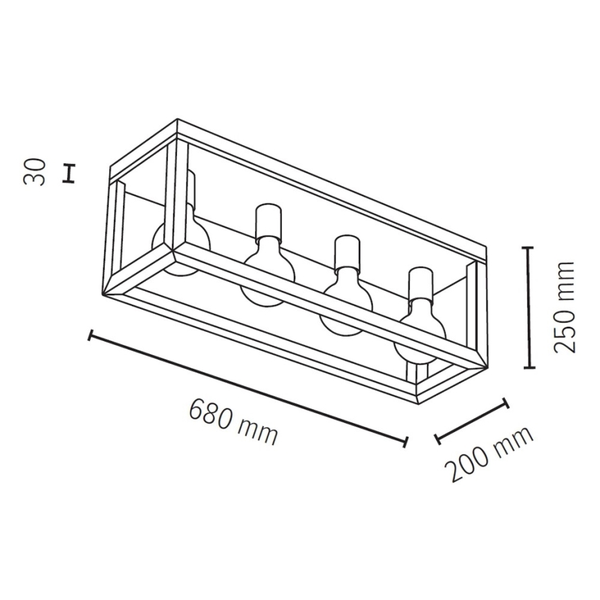 Lubinis šviestuvas KAGO 4xE27/60W/230V matinio ąžuolo