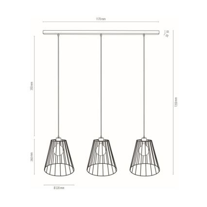 Pakabinamas sietynas ORAZIO 3xE27/60W/230V ąžuolas + FSC sertifikuota