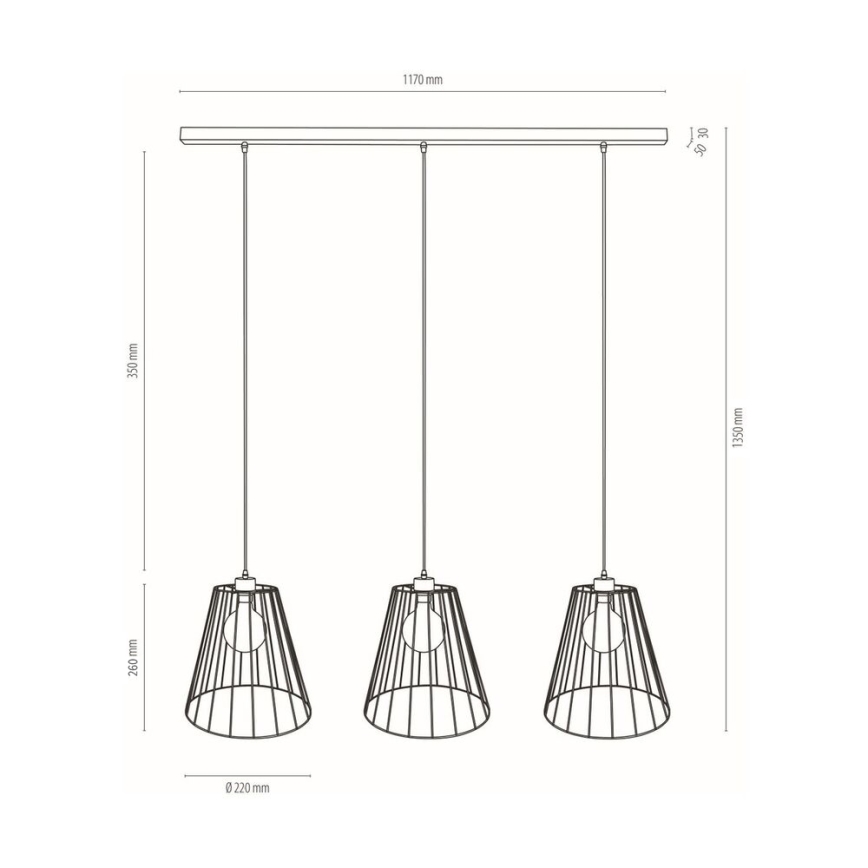 Pakabinamas sietynas ORAZIO 3xE27/60W/230V ąžuolas + FSC sertifikuota