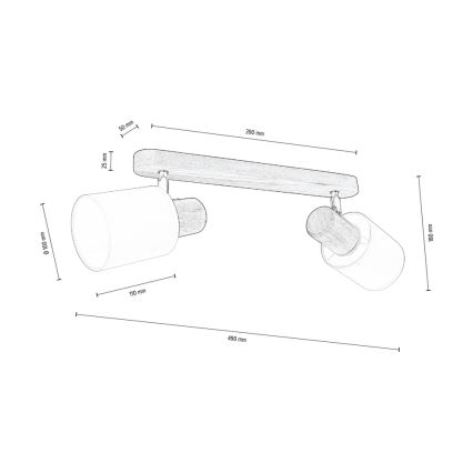 Lubinis akcentinis šviestuvas TRENDY 2xE27/15W/230V pušis + FSC sertifikuota