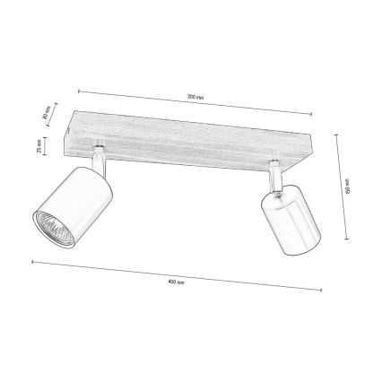 Lubinis akcentinis šviestuvas MANARA  2xGU10/5W/230V graikinis riešutas + FSC sertifikuota