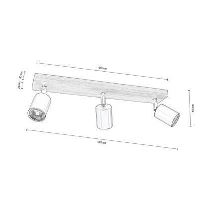 Lubinis akcentinis šviestuvas MANARA  3xGU10/5W/230V graikinis riešutas + FSC sertifikuota